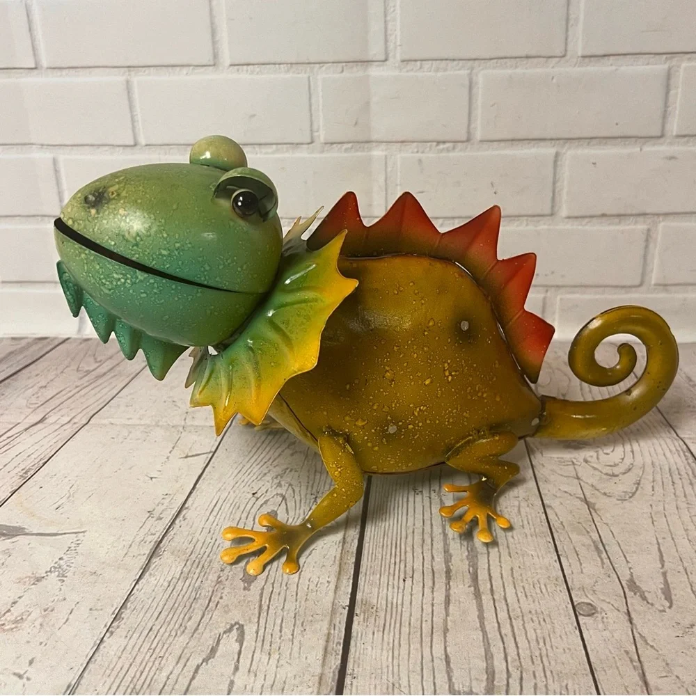 Gecko 12” Green Tiger Gecko Metal Indoor Outdoor Lawn Regal Art